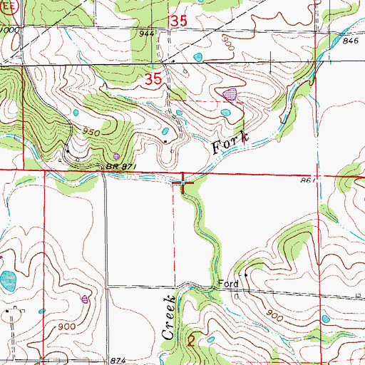 Topographic Map of Peavine Creek, MO