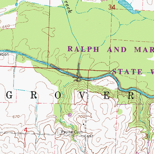 Topographic Map of Peavine Creek, MO