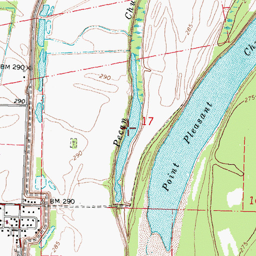 Topographic Map of Pecan Chute, MO