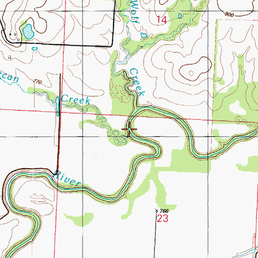 Topographic Map of Pecan Creek, MO