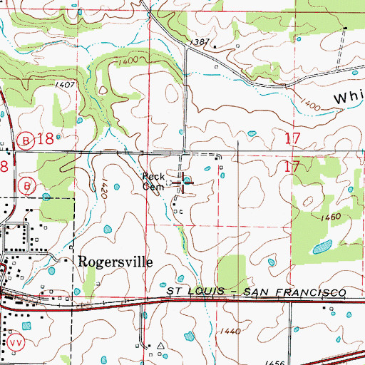 Topographic Map of Peck Cemetery, MO