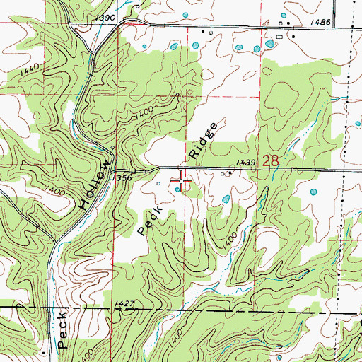 Topographic Map of Peck Ridge, MO