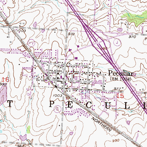 Topographic Map of Peculiar, MO
