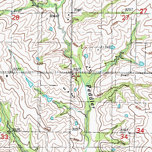 Topographic Map of Peddler School, MO