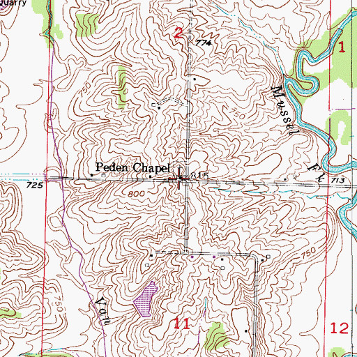 Topographic Map of Peden Chapel, MO