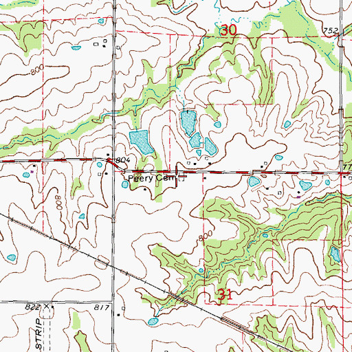 Topographic Map of Peery Cemetery, MO