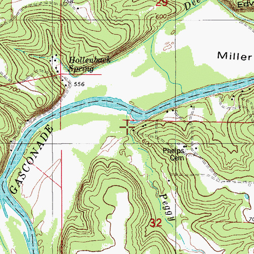 Topographic Map of Peggy Branch, MO