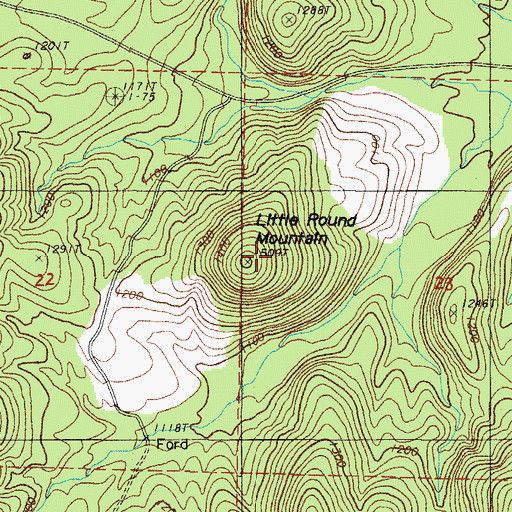 Topographic Map of Little Round Mountain, AR