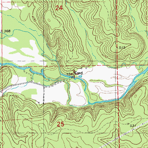 Topographic Map of Pennington Ford, MO