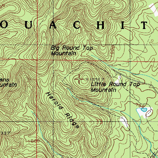 Topographic Map of Little Round Top Mountain, AR
