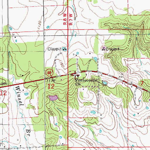 Topographic Map of Pentecostal Church, MO
