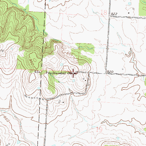 Topographic Map of Pentecostal Church, MO