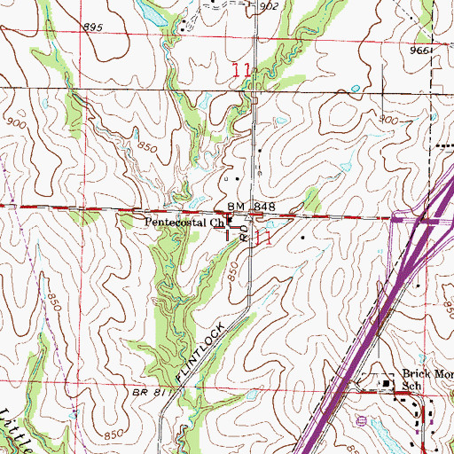Topographic Map of Pentecostal Church, MO