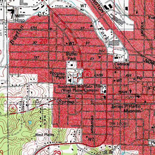 Topographic Map of Peoples Park, MO