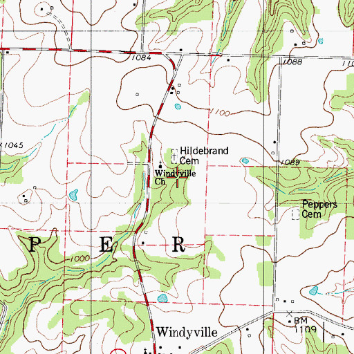 Topographic Map of Pepers School, MO