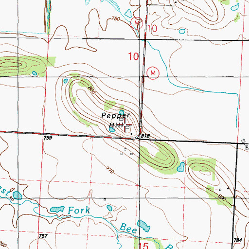Topographic Map of Pepper Hill, MO