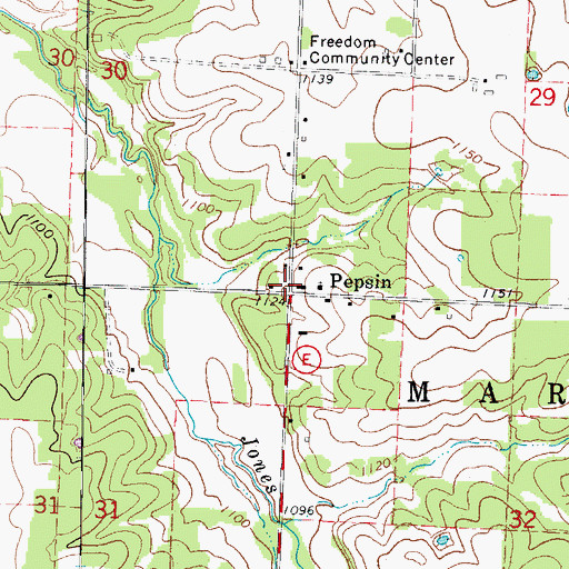 Topographic Map of Pepsin, MO
