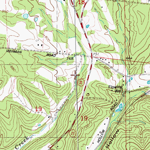 Topographic Map of Perkins Creek, MO