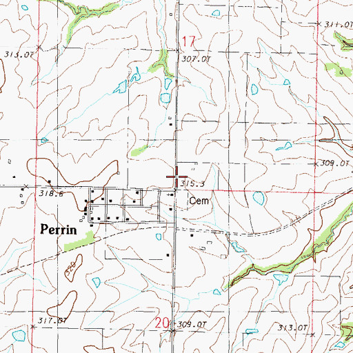 Topographic Map of Perrin, MO