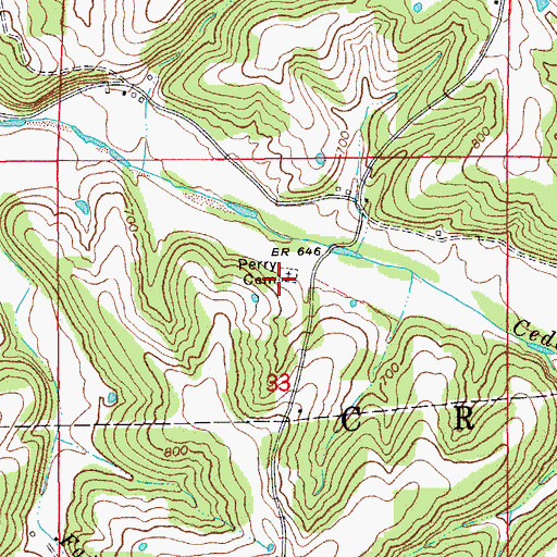 Topographic Map of Perry Cemetery, MO