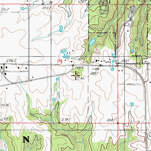 Topographic Map of George Peery Cemetery, MO