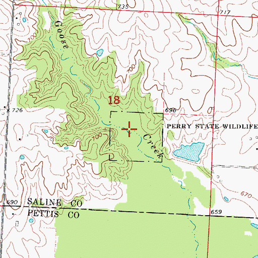Topographic Map of Perry State Wildlife Area, MO