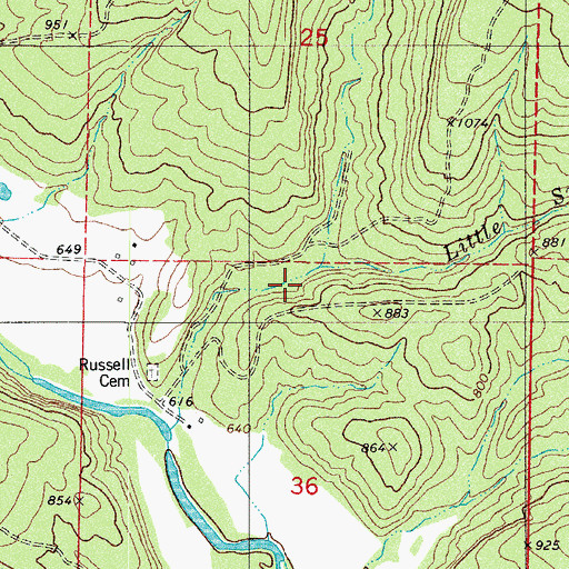 Topographic Map of Little Sulphur Creek, AR