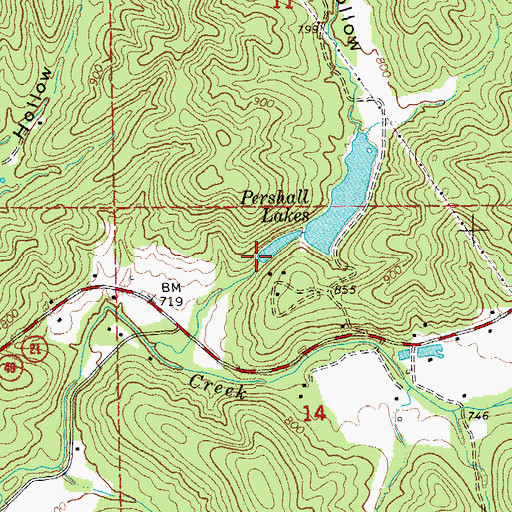 Topographic Map of Pershall Lakes, MO