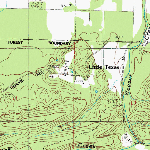 Topographic Map of Little Texas, AR