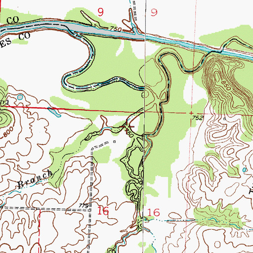 Topographic Map of Peter Creek, MO