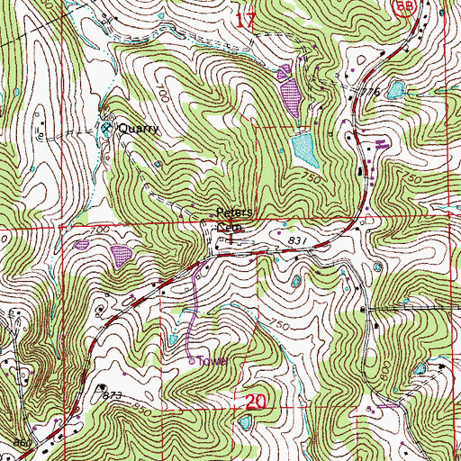 Topographic Map of Peters Cemetery, MO
