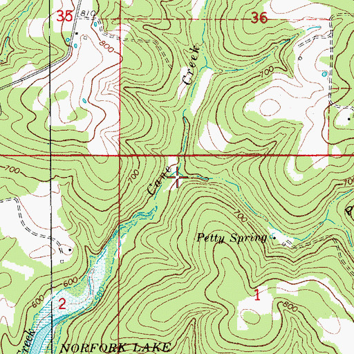 Topographic Map of Petty Hollow, MO