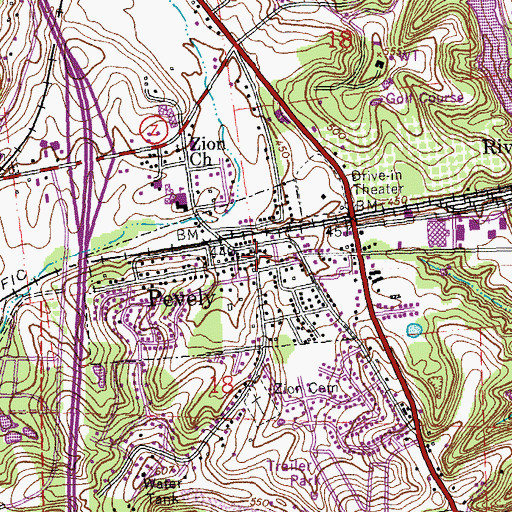 Topographic Map of Pevely, MO