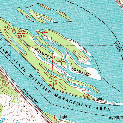 Topographic Map of Pharrs Island, MO