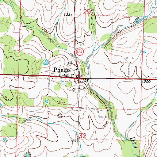 Topographic Map of Phelps, MO