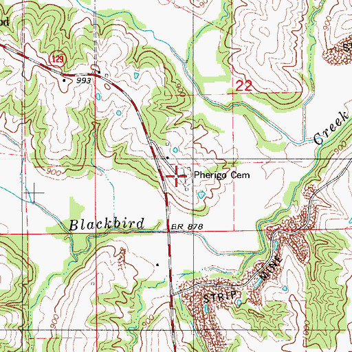 Topographic Map of Pherigo Cemetery, MO