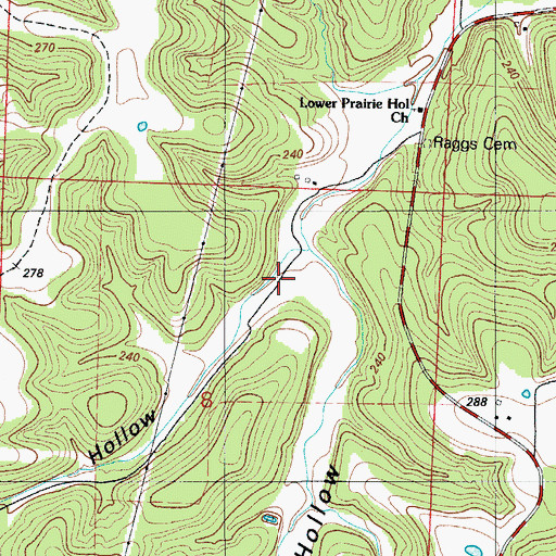 Topographic Map of Phillips Hollow, MO