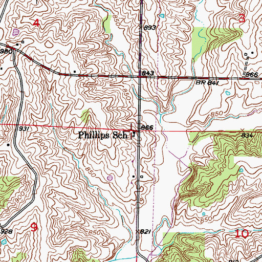 Topographic Map of Phillips School, MO