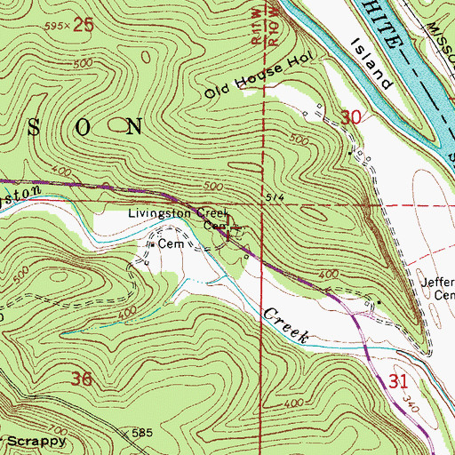 Topographic Map of Livingston Creek Cemetery, AR