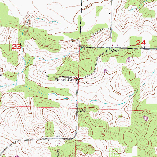 Topographic Map of Pickel Cemetery, MO