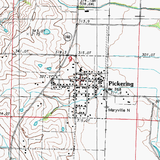 Topographic Map of Pickering, MO