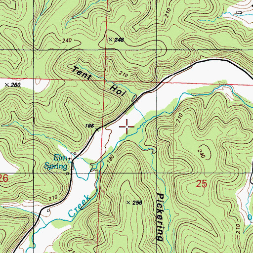 Topographic Map of Pickering Hollow, MO