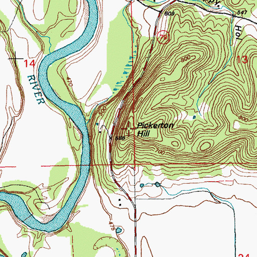 Topographic Map of Pickerton Hill, MO