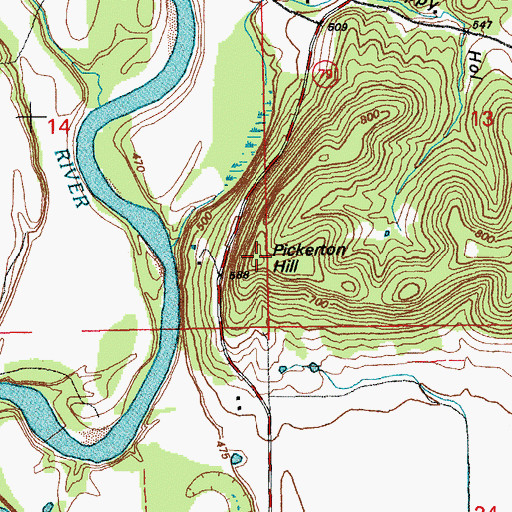 Topographic Map of Pickerton Hill, MO