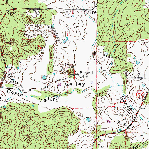 Topographic Map of Pickett Cemetery, MO