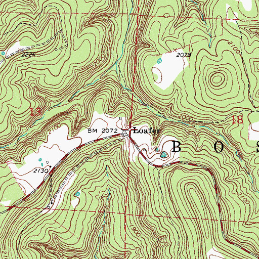 Topographic Map of Loafer, AR