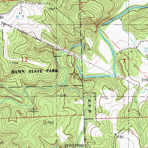 Topographic Map of Pickle Creek, MO
