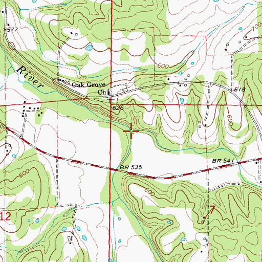 Topographic Map of Pierce Creek, MO