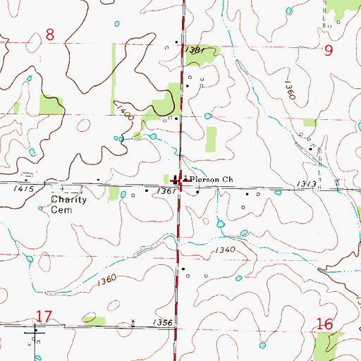 Topographic Map of Pierson Church, MO