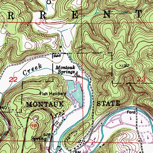 Topographic Map of Pigeon Creek, MO